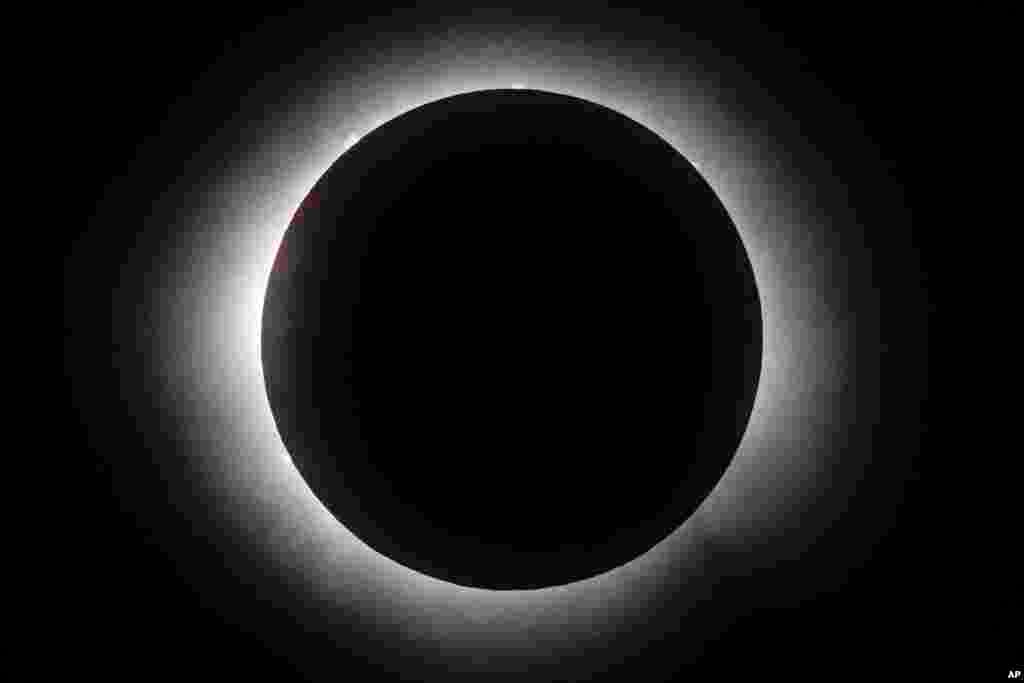 The moon covers the sun during a total solar eclipse in Mazatlan, Mexico. 