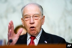 Sen. Charles Grassley, R-Iowa, questions Supreme Court nominee Ketanji Brown Jackson on Capitol Hill in Washington, March 22, 2022.