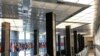 No reporters are in sight at the Mezzanine at the State Department where stands-ups and interviews are usually conducted. It has remained largely empty since the coronavirus outbreak. (Nike Ching/VOA)