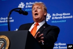 ប្រធានាធិបតី​អាមេរិក​លោក Donald Trump ថ្លែង​សុន្ទរកថា​មួយ​នៅ​ក្រុង​ Atlanta រដ្ឋ Georgia កាល​ពី​ថ្ងៃ​ទី២៤ ខែ​មេសា ឆ្នាំ​២០១៩