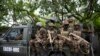 Sejumlah anggota Pasukan Pertahanan Kenya (KDF), yang dikirimkan ke Kongo sebagai bagian dari pasukan blok Masyarakat Afrika Timur, menaiki kendaraan dalam patroli di Goma, Kongo, pada 16 November 2022. (Foto: AP/Ben Curtis)