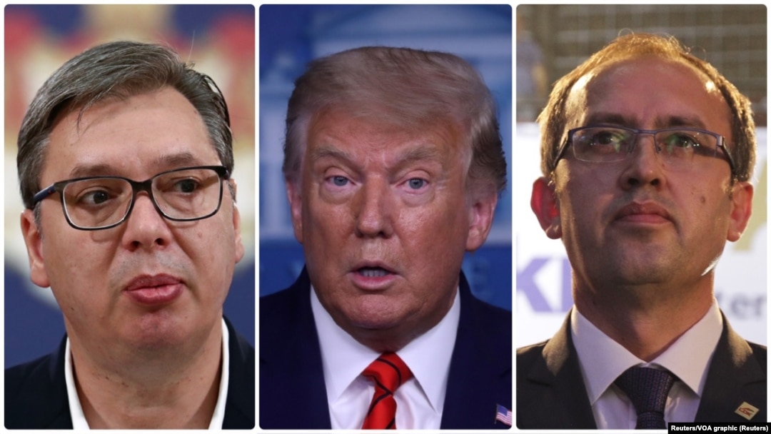 Predsednik Srbije Aleksandar Vučić, predsednik SAD Donald Tramp i premijer Kosova Avdulah Hoti i Sjedinjenih Država (Foto: Reuters)