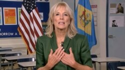 In this image from video, Jill Biden, wife of Democratic presidential candidate former Vice President Joe Biden, speaks during the second night of the Democratic National Convention on Tuesday, Aug. 18, 2020. (Democratic National Convention via AP)