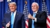 President Donald Trump and Vice President Mike Pence stand on stage during the first day of the 2020 Republican National Convention in Charlotte, N.C., Monday, Aug. 24, 2020. (AP Photo/Andrew Harnik)