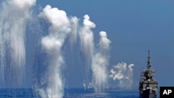 台灣海軍目前擁有的佩里級驅逐艦在今年九月參加演習(資料圖片)