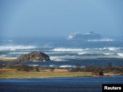 The cruise ship Viking Sky drifts toward land after an engine failure, Hustadvika, Norway, March 23, 2019.