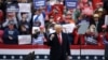 President Donald Trump gestures at the conclusion of a campaign rally at Lancaster Airport, in Lititz, Pennsylvania, Oct. 26, 2020. 
