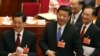 2013年3月习近平和胡锦涛、温家宝在人大会议开幕式结束后