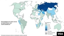Tuberculose - Mapa de percentagem de casos novos com multi-resistência