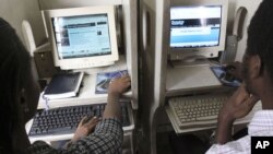 Nigerians browse the internet at a cybercafe in Lagos, Nigeria. (File)