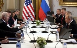 Switzerland, Geneva, Russian President Vladimir Putin and U.S. President Joe Biden attend a meeting at Villa La Grange