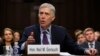 FILE - Supreme Court Justice nominee Neil Gorsuch speaks on Capitol Hill in Washington, March 21, 2017, during his confirmation hearing before the Senate Judiciary Committee. 