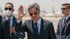Secretary of State Antony Blinken boards his plane upon departure from Tel Aviv Ben Gurion Airport, May 26, 2021, in Tel Aviv, Israel. 