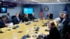 El presidente Joe Biden participa en una reunión informativa sobre la próxima temporada de huracanes en la sede de FEMA, en Washington, D.C. el lunes, 24 de mayo de 2021.