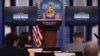 La secretaria de prensa de la Casa Blanca, Kaleigh McEnany, da una rueda de prensa en la Casa Blanca, el 24 de julio del 2020. 