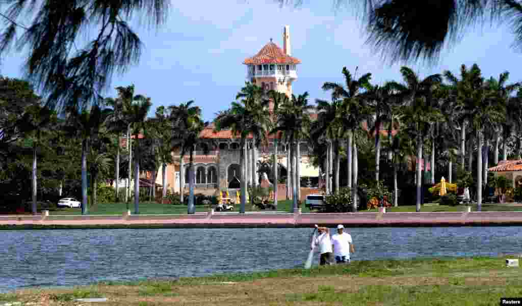 川普總統在佛羅里達州大西洋海濱的豪華別墅海湖莊園(Mar-a-Lago)。 (2017年3月5日資料照片)