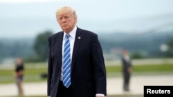 U.S. President Donald Trump at nearby Camp David with the National Security Council, Aug. 18, 2017. 