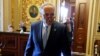 Senate Minority Leader Chuck Schumer, D-N.Y., speaks to reporters after a Democratic caucus meeting at the U.S. Capitol in Washington, May 10, 2017.