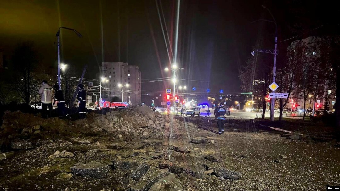 Krater u Belgorodu posle eksplozije
