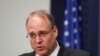 FILE - Assistant Secretary for Terrorist Financing in the U.S. Department of the Treasury Marshall Billingslea, currently president of the Financial Action Task Force (FATF), speaks during a news conference in Riga, Latvia, May 16, 2019.