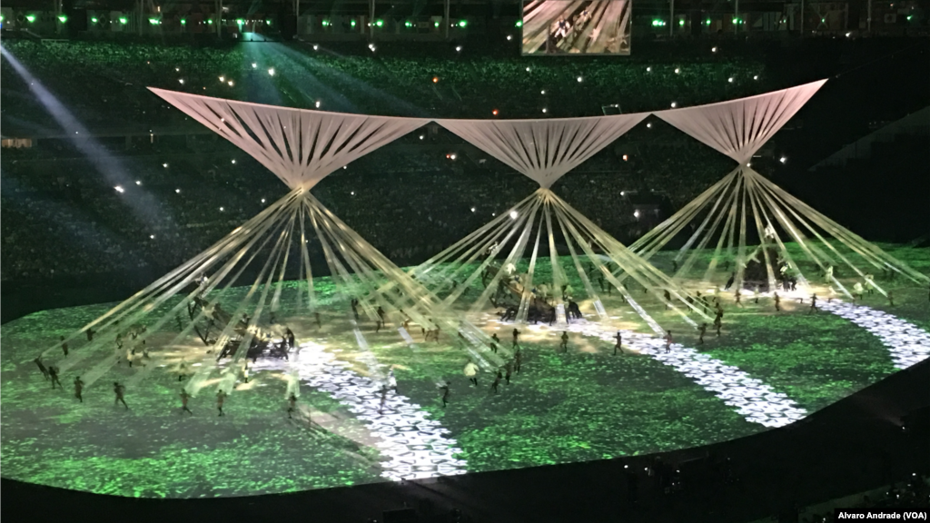 Opening ceremony of the Rio 2016 Olympics at Maracana Stadium.