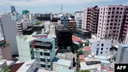 FILE - A general view shows the skyline of the Maldives capital Male, Feb. 7, 2018.